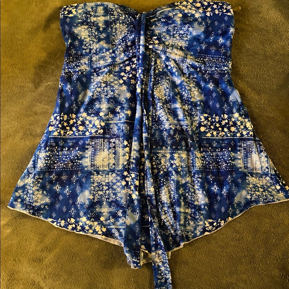Flowey blue/white tube top